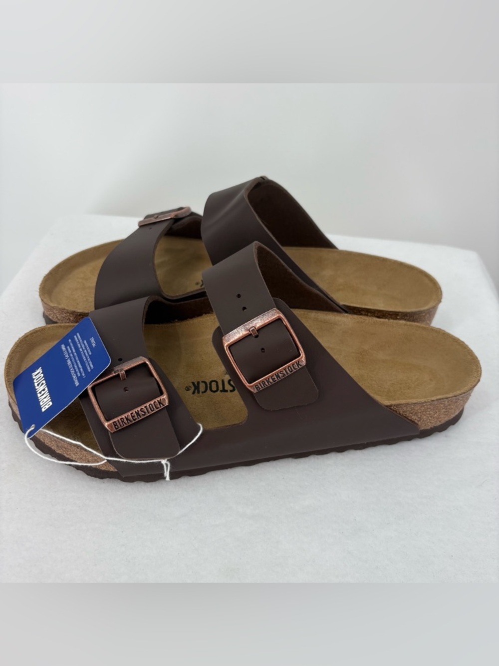 Birkenstock Arizona Mocha Brown Birko-Flor Slides Size 43 unisex